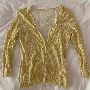 JCrew yellow-green leopard print cardigan- M